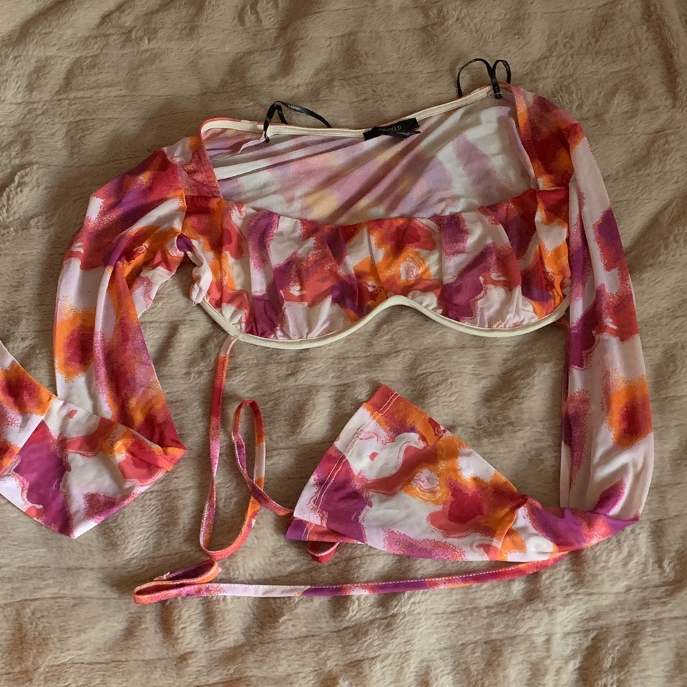Forever 21 Pink and Orange Sheer Bra Top
